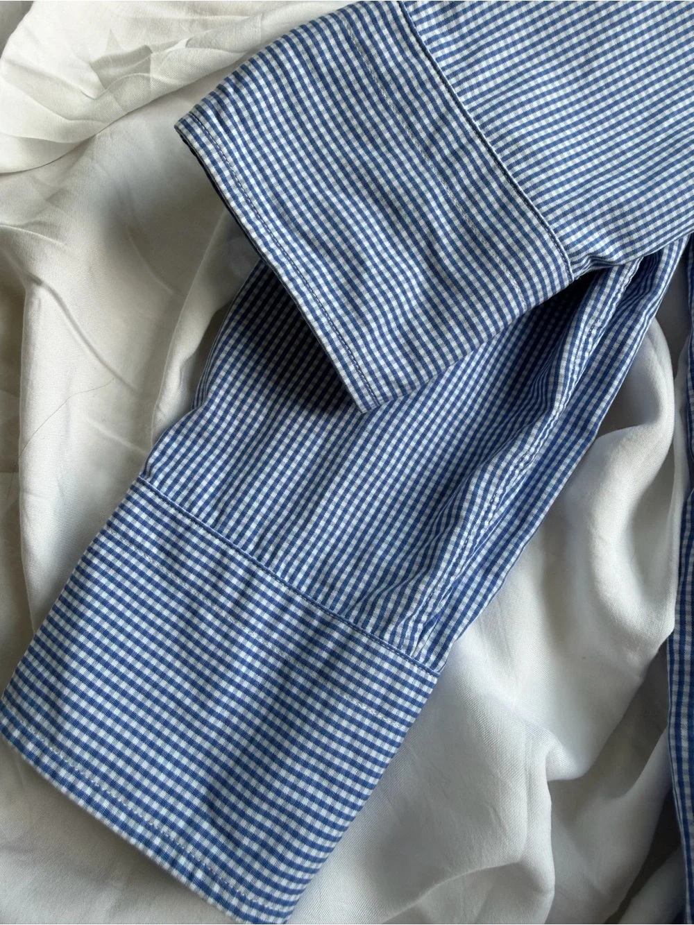 J.Crew Haberdashery 80s 2 ply Blue Gingham Dress Shirt Small 14-14½